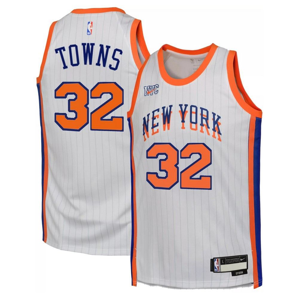 Karl-Anthony Towns New York Knicks Unisex 2024/25 Swingman Player Jersey - City Edition - White-Pro Kit Vault | Brand New 26/27 Sports Jerseys